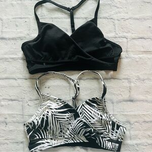 Victoria’s Secret PINK Sport Bra Bundle S | Black & Leaf Print Racerback Lightly